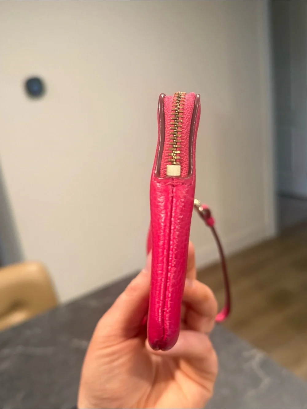 Coach Pink Ruby fuchsia wristlet pebbled leather wallet with hang tag